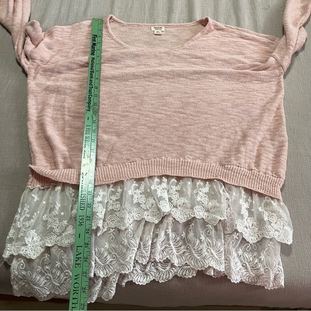 Blush Pink Sweater with Lace Detail Size XXL Boho Cottagecore airy feminine - Picture 7 of 8